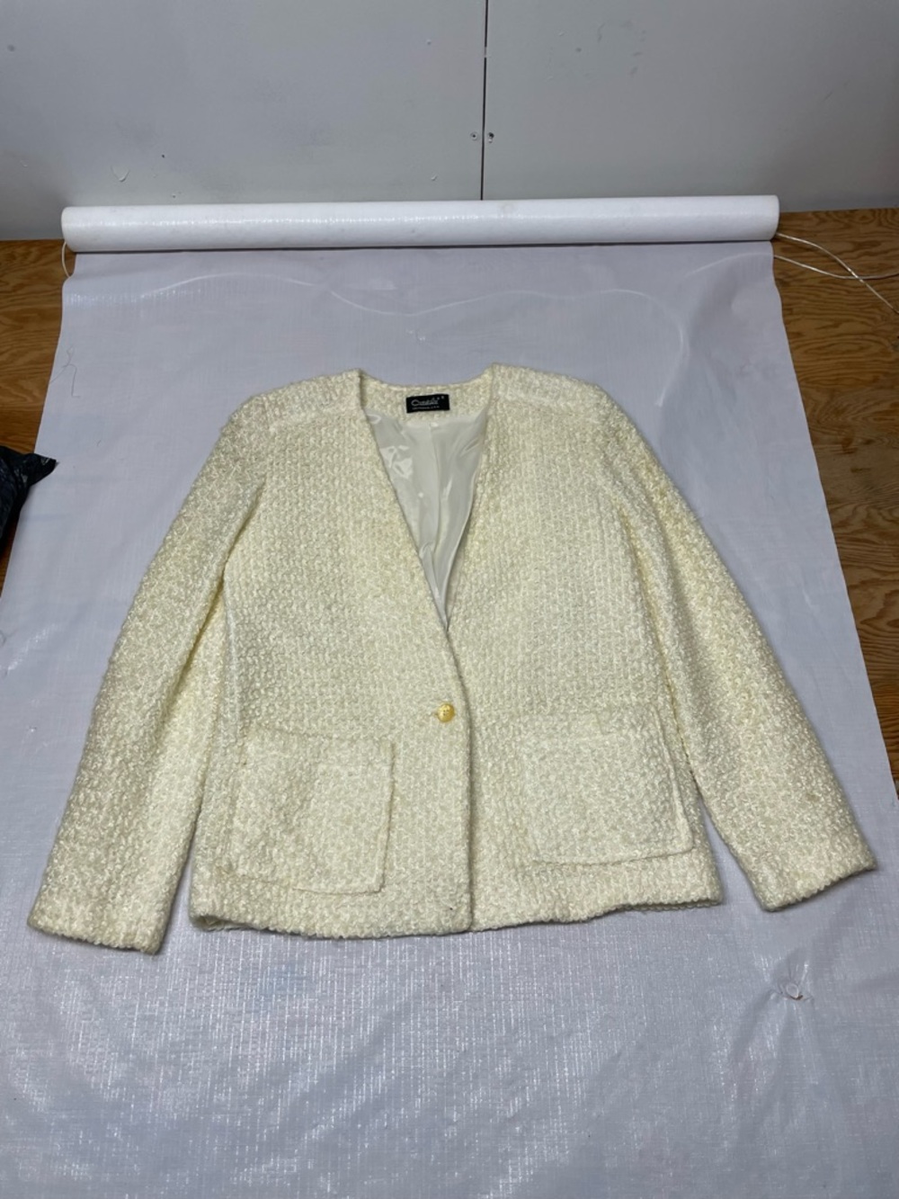 Catalina Cream Bouclé Single-Button Jacket